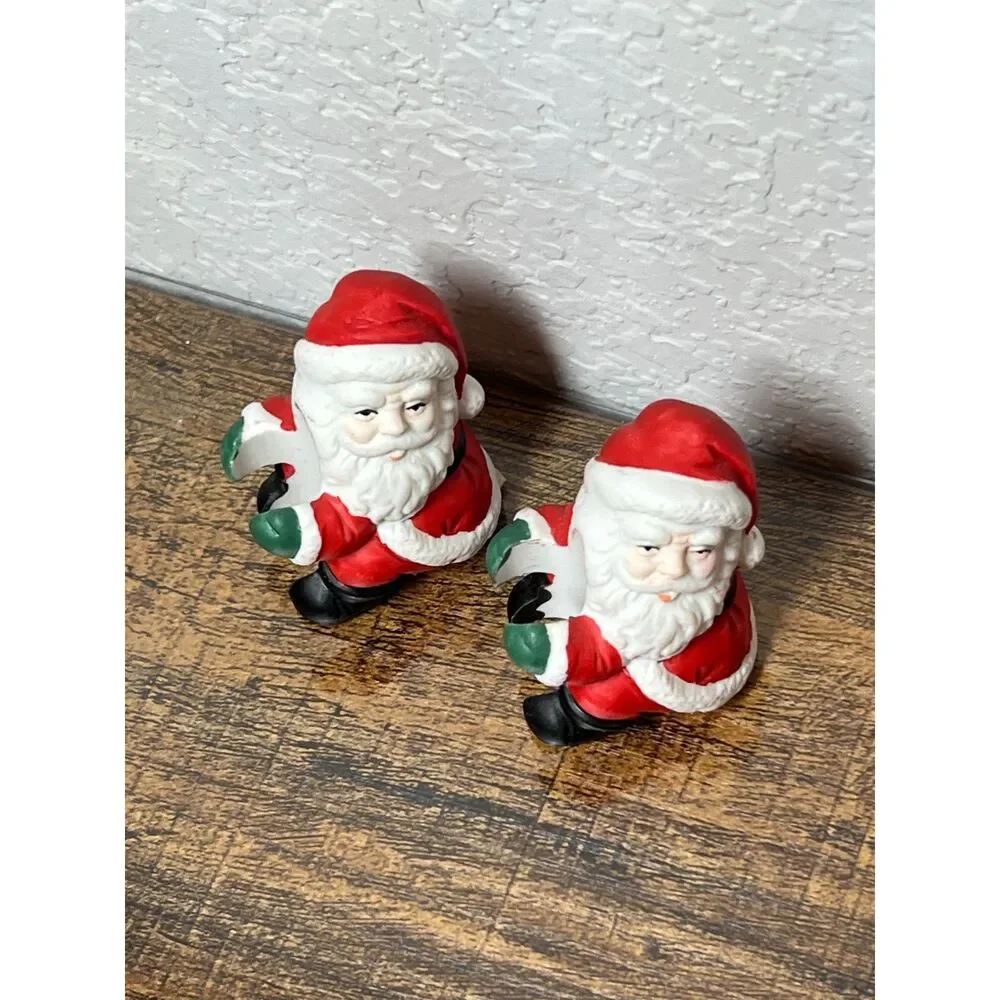 Vintage Santa Tapered Candle Holders Set of 6 Christmas Table Decor Holiday Lot